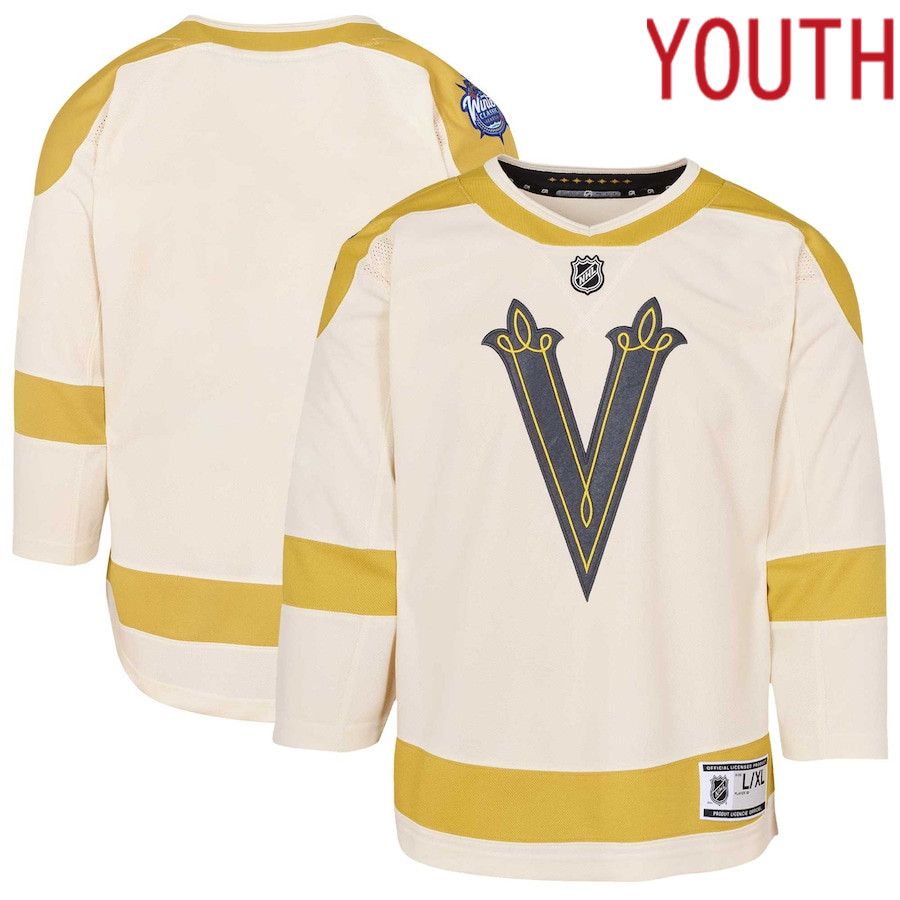 Youth Vegas Golden Knights Cream 2024 NHL Winter Classic Premier Jersey->more nhl jerseys->NHL Jersey